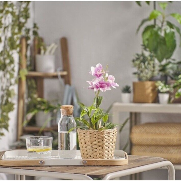 New! Artificial Pink Orchid Plant Beautiful Flowers Faux Plant Indoor Outdoor - Picture 7 of 9